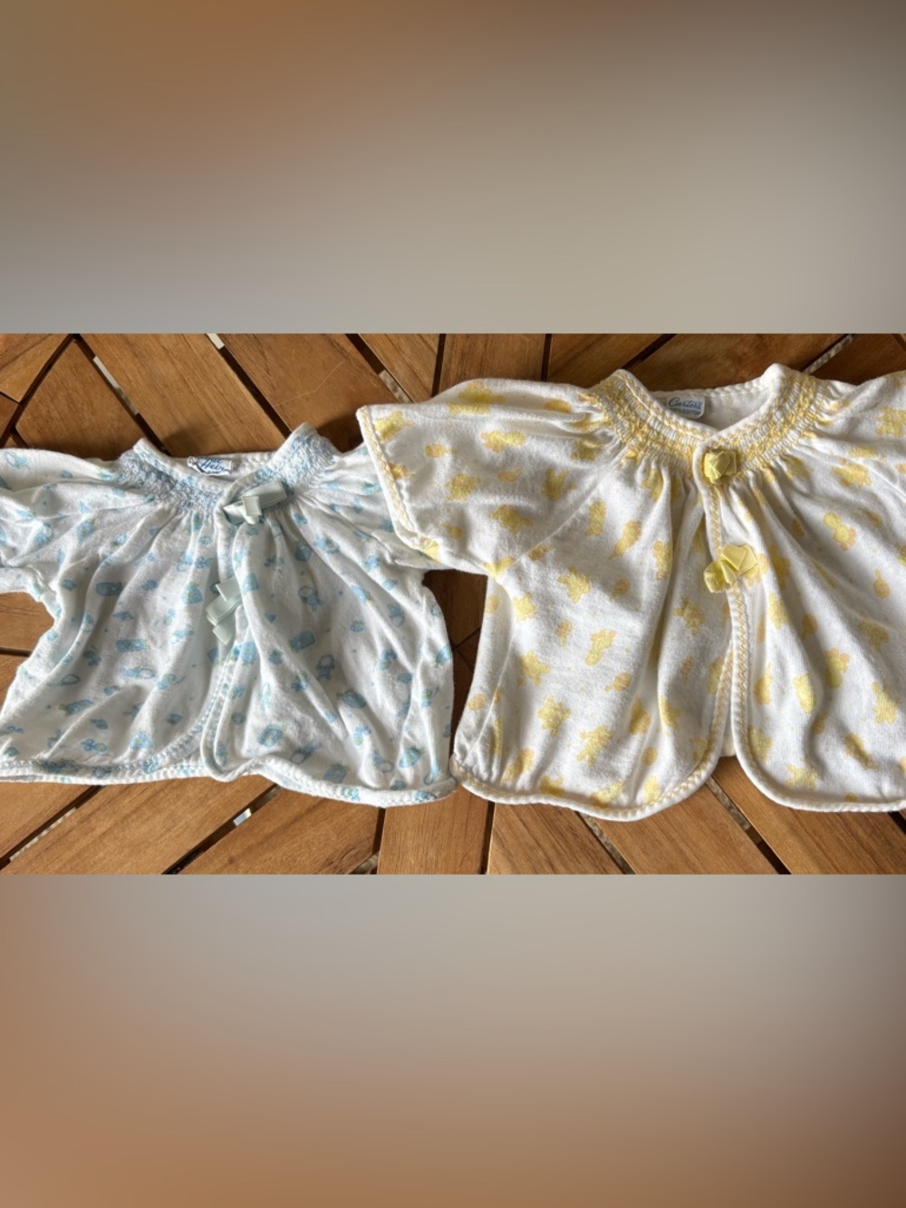 2 Vintage Baby Tops Sz NB+ 0-3M LOT Carter's & Royal Heir Infant Layette